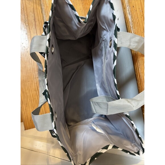 EUC Green Geometric New York Jets Structured Tote Shopping Bag - Picture 2 of 5